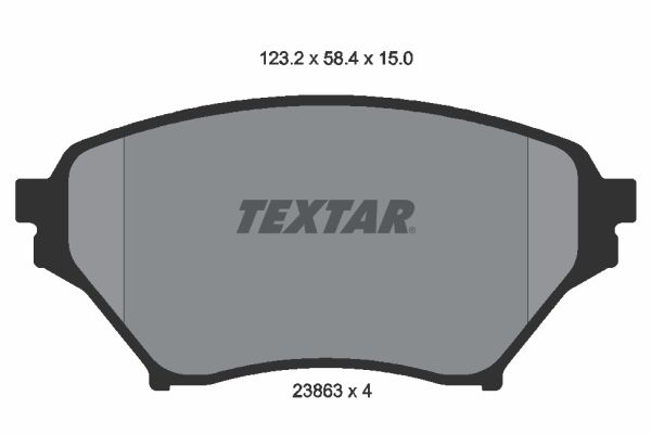 Textar Brake Pad Set Front 123.2mm x 58mm x 15mm 2386301