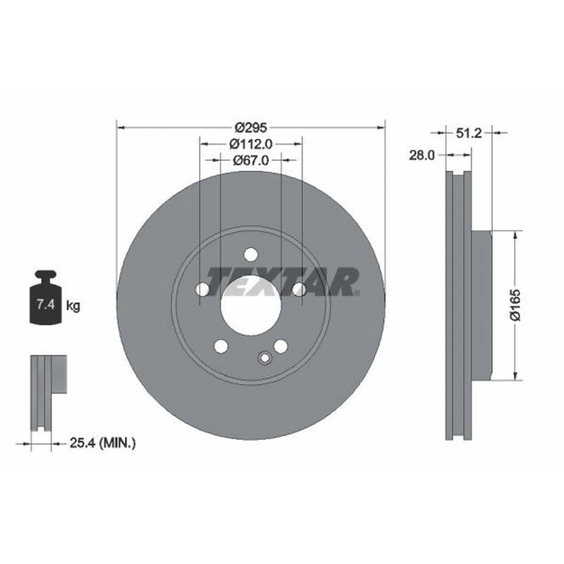 Textar 2 x Vented Front Brake Discs 92241603-x2
