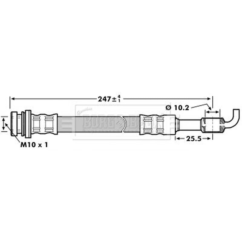 Borg & Beck Brake Hydraulic Hose Line Rear Right BBH7128