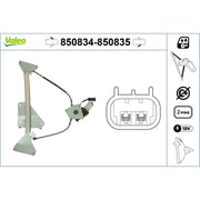 Valeo Electric Window Regulator Lifter Right Front 850835