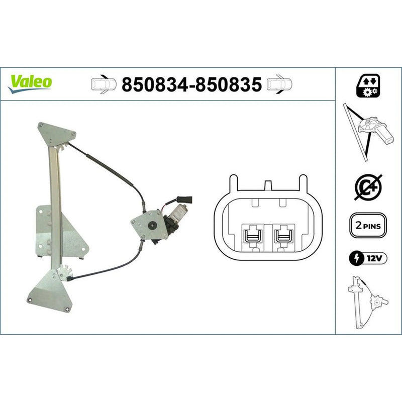 Valeo Electric Window Regulator Lifter Right Front 850835
