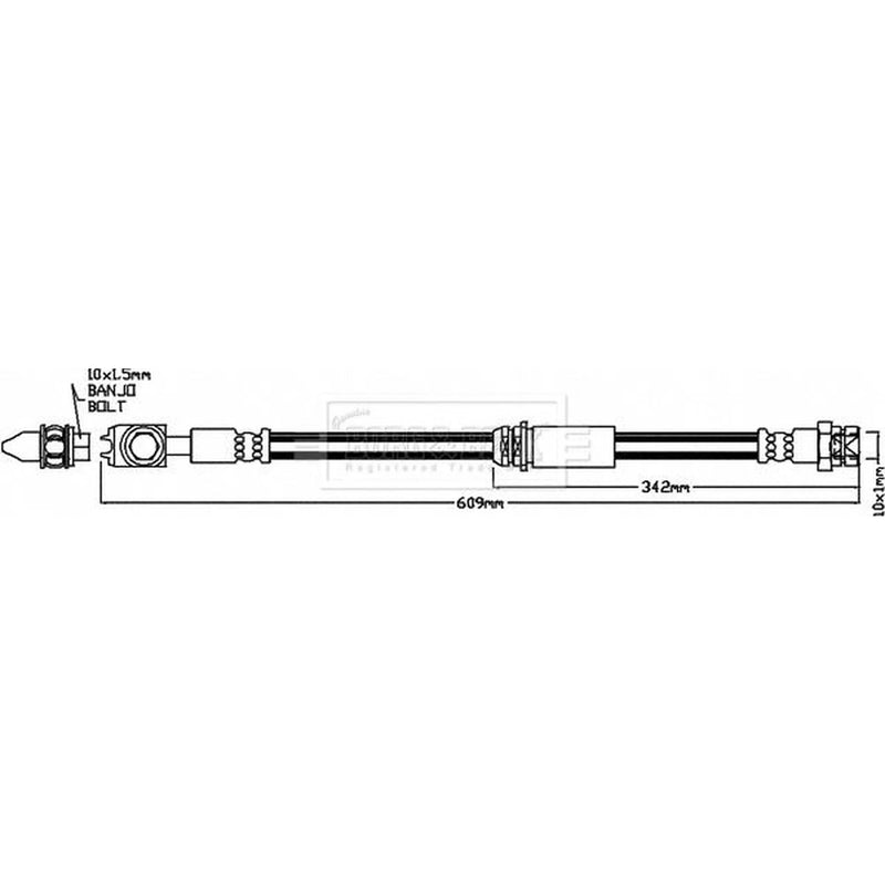 Borg & Beck Brake Hydraulic Hose Line Front Right BBH8166
