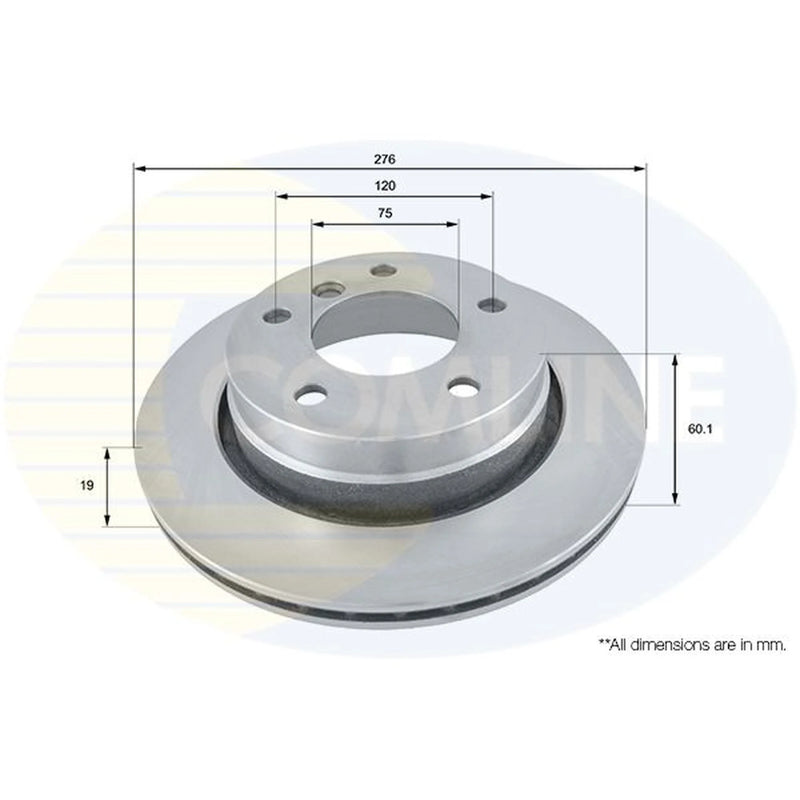 Comline 2 x Vented Rear Brake Discs ADC1704V-x2