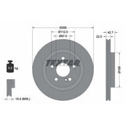 Textar 2 x Vented Rear Brake Discs 92286903-x2