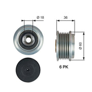 Gates Alternator Overrunning Freewheel Clutch OAP7215