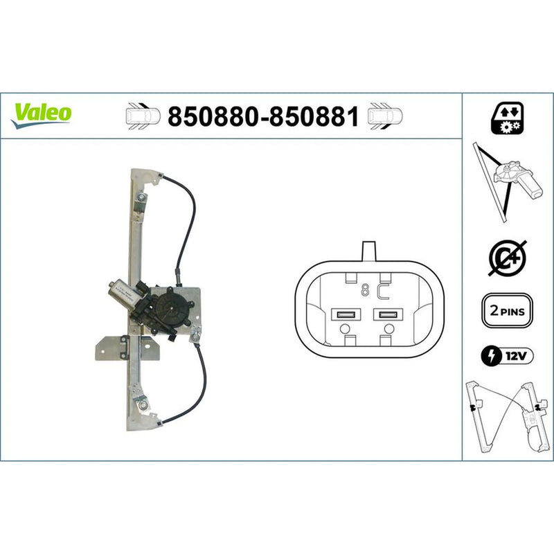 Valeo Electric Window Regulator Lifter Right Front 850881