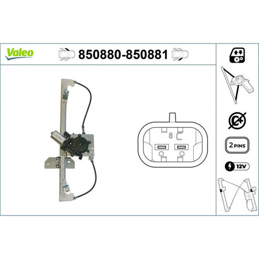 Valeo Electric Window Regulator Lifter Left Front 850880