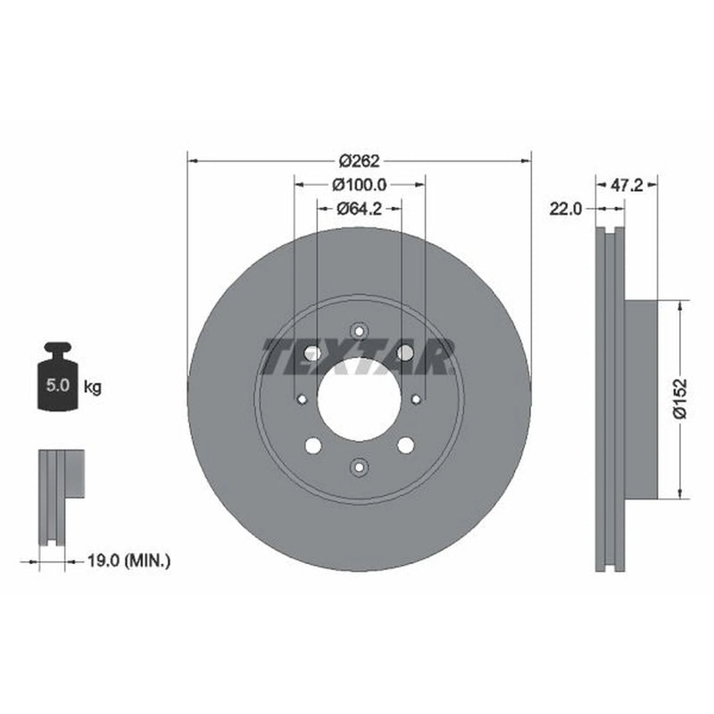 Textar 2 x Front Brake Discs 92070600-x2