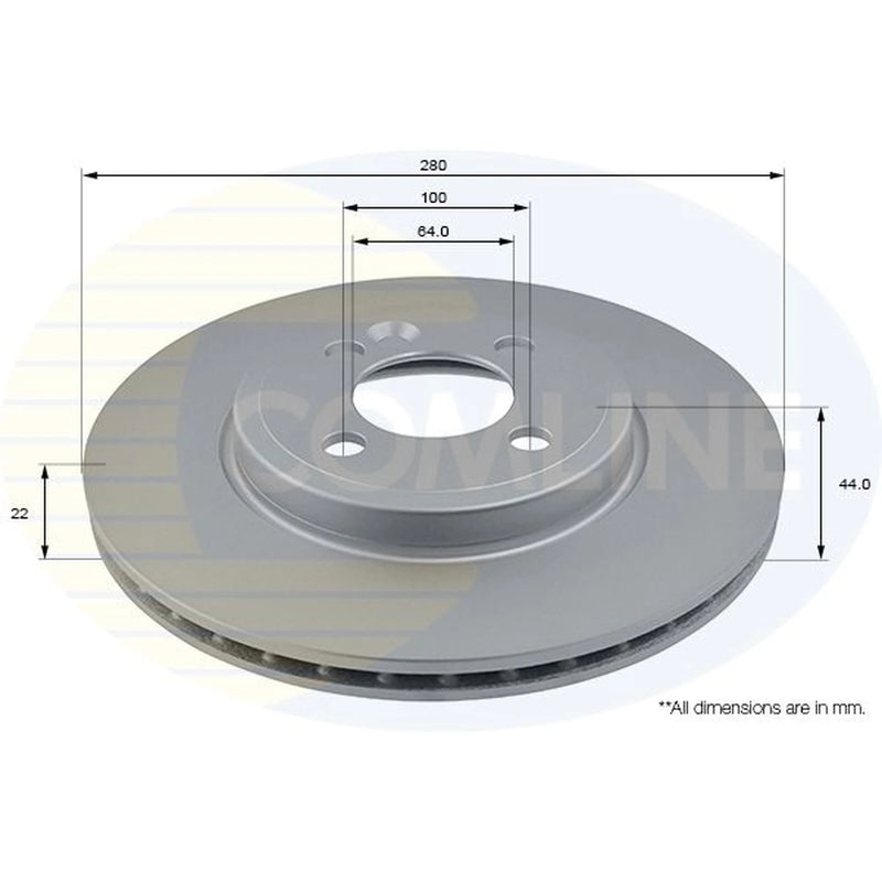 Comline 2 x Vented Front Brake Discs ADC1734V-x2