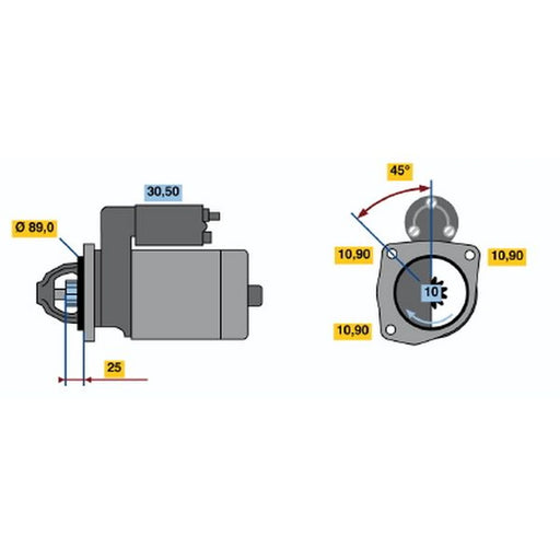 Bosch Starter Motor 24V 4kW 10 Teeth 0 986 010 970