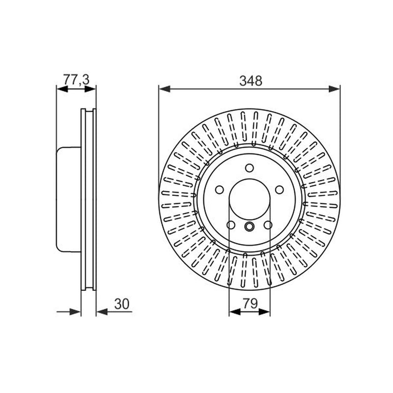 Bosch 2 x Vented Front Brake Discs 0986479584-x2