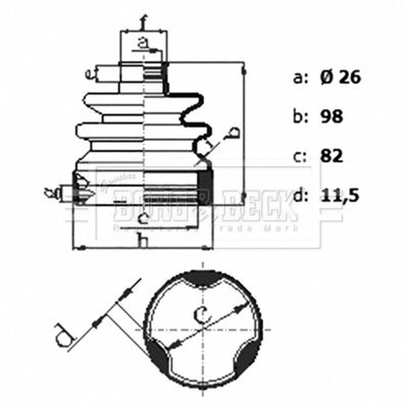 Borg & Beck Drive Shaft Bellow Kit transmission sided BCB6433
