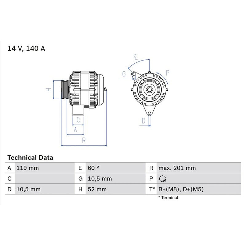 Bosch Car Alternator 12V 0 986 046 190