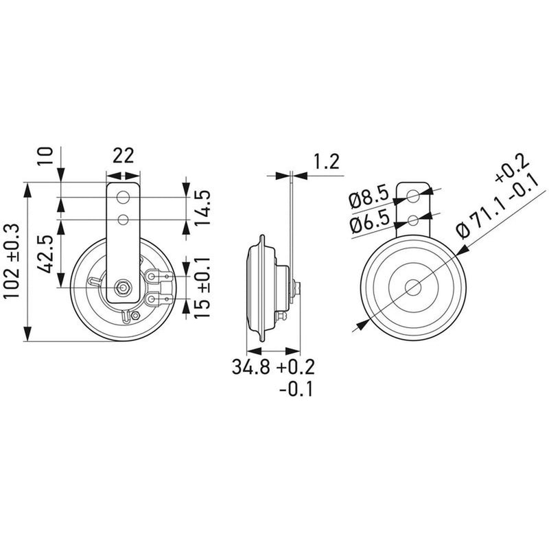 Hella Car Horn Signal Unit 3AL 012 588-061