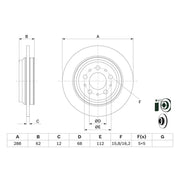 Bosch 2 x Solid Rear Brake Discs 0986479309-x2