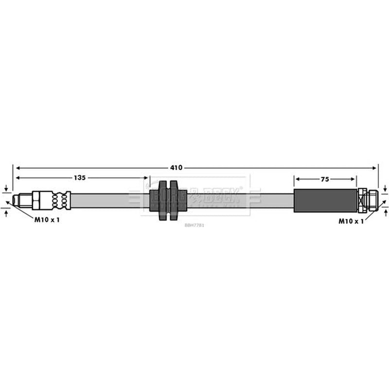 Borg & Beck Brake Hydraulic Hose Line Rear Right BBH7781