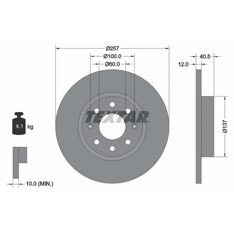 Textar 2 x Solid Front Brake Discs 92164603-x2