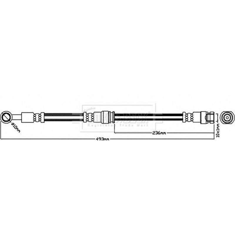 Borg & Beck Brake Hydraulic Hose Line Front Right BBH8133