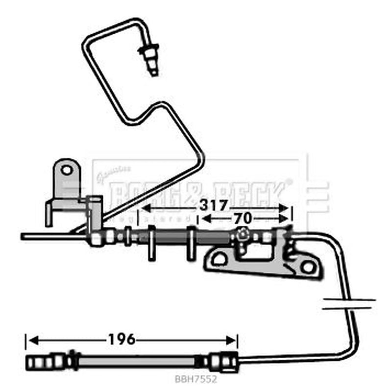 Borg & Beck Brake Hydraulic Hose Line Rear Left BBH7552