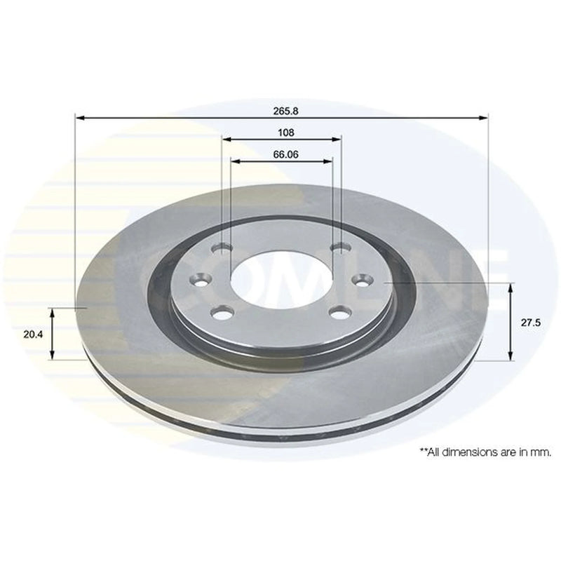 Comline 2 x Front Brake Discs ADC1504V-x2