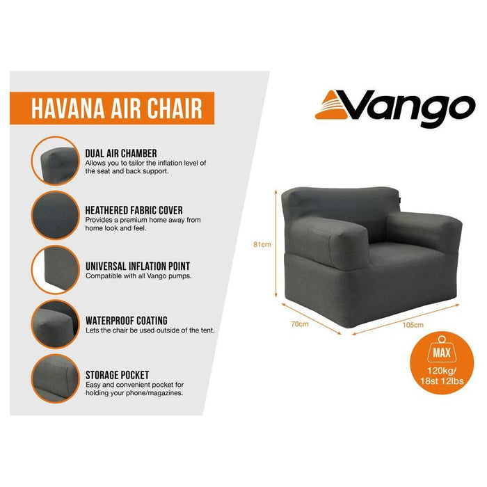 Vango Havana Air Inflatable Grey Chair - Vango - Van Life Living