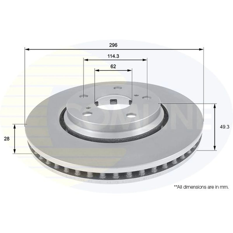 Comline 2 x Vented Front Brake Discs ADC2500V