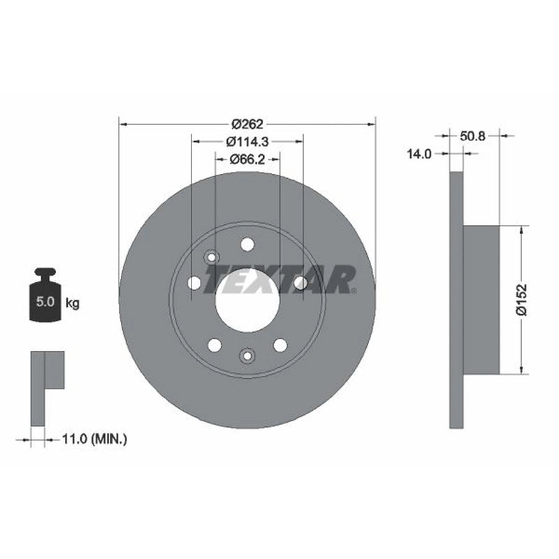 Textar 2 x Solid Front Brake Discs 92102900-x2