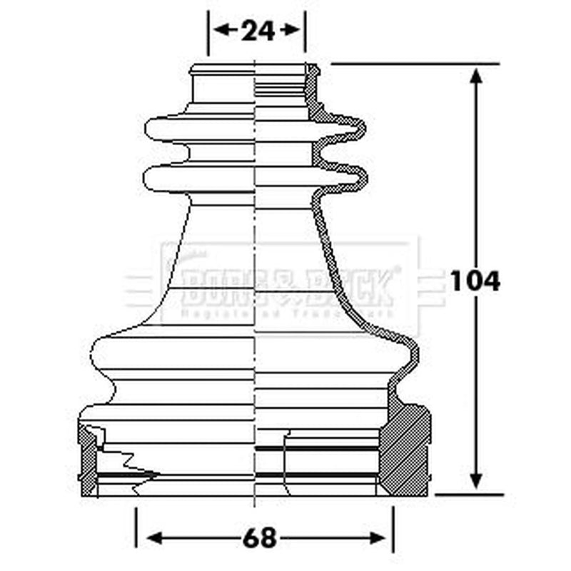 Borg & Beck Drive Shaft Bellow Kit transmission sided BCB6196