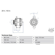 Bosch Car Alternator 12V 0 986 086 130