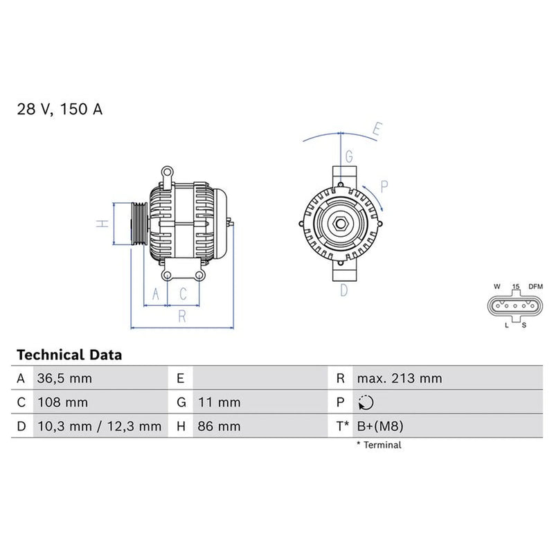 Bosch Car Alternator 12V 0 986 086 130