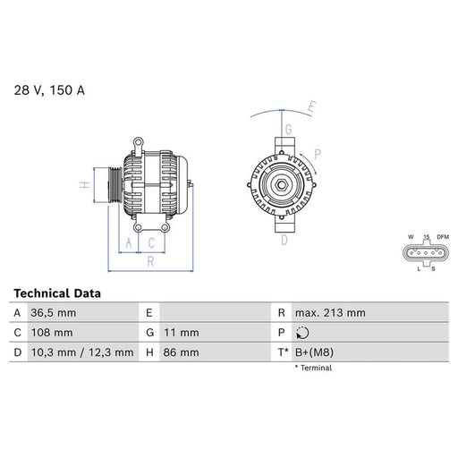 Bosch Car Alternator 12V 0 986 086 130