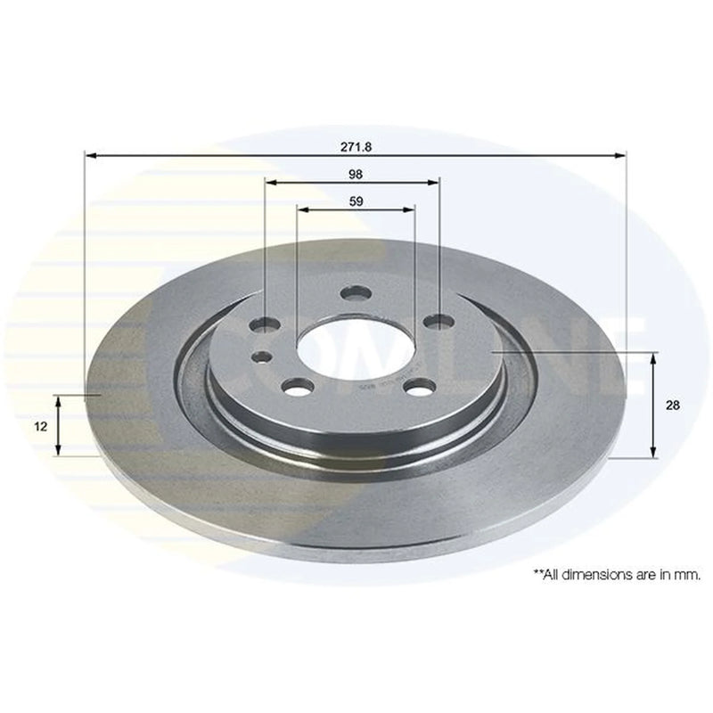 Comline 2 x Solid Rear Brake Discs ADC1547-x2