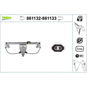 Valeo Electric Window Regulator Lifter Right Rear 861133