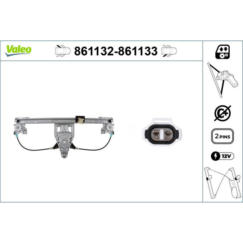 Valeo Electric Window Regulator Lifter Right Rear 861133