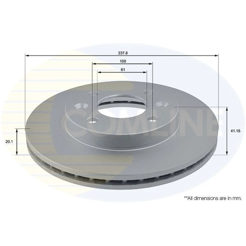 Comline 2 x Vented Front Brake Discs ADC1505V-x2