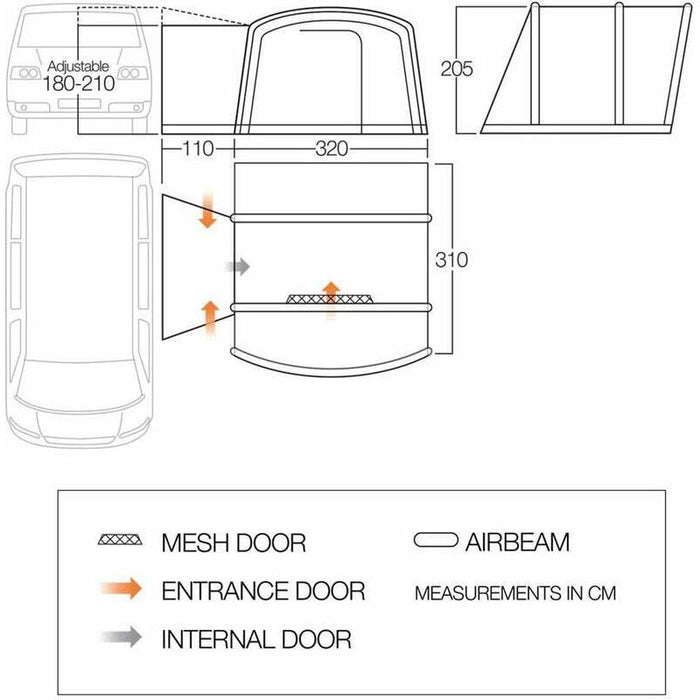 Vango Cove III Air Low Drive Away Awning (180 - 210cm) Campervan - Vango - Van Life Living