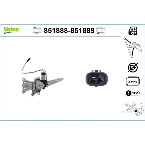 Valeo Electric Window Regulator Lifter Left Rear 851888