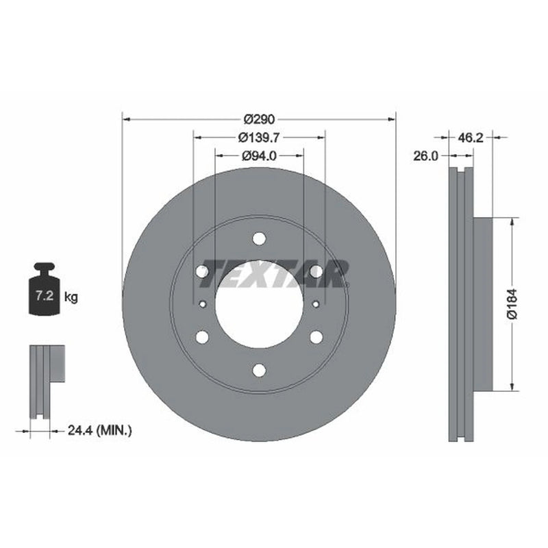 Textar 2 x Vented Front Brake Discs 92167103-x2