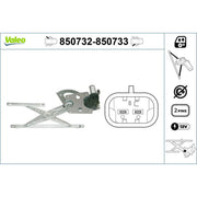 Valeo Electric Window Regulator Lifter Right Rear 850733