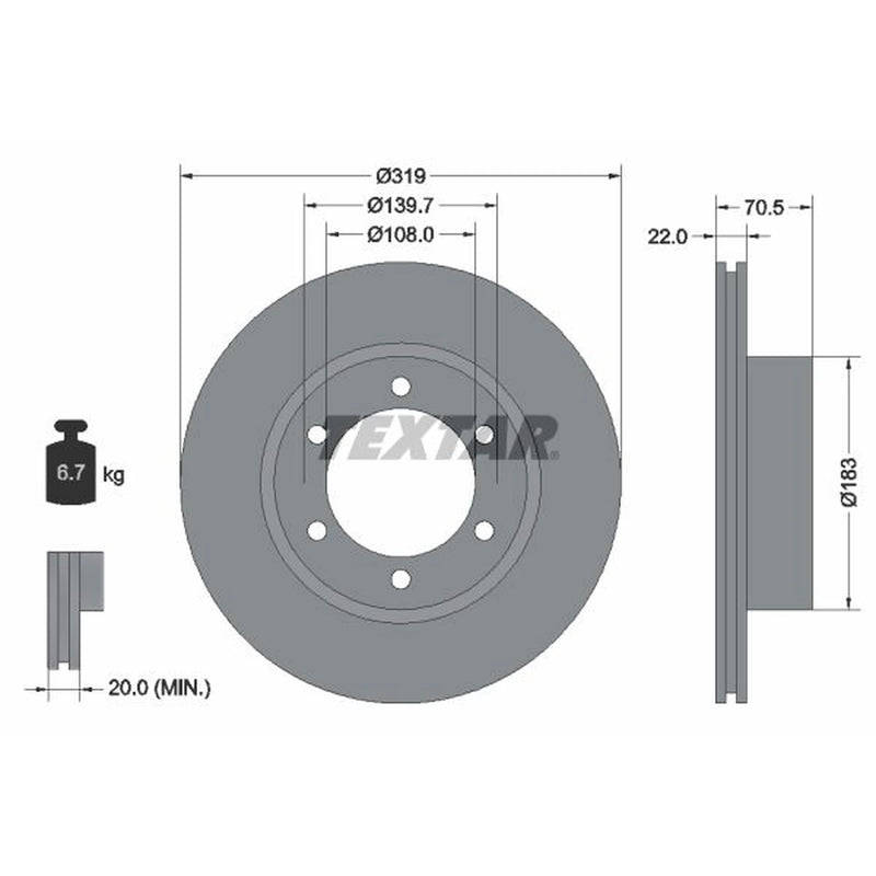 Textar 2 x Vented Front Brake Discs 92093300-x2