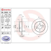 Brembo 2 x Solid Rear Brake Discs 08.C650.11-x2