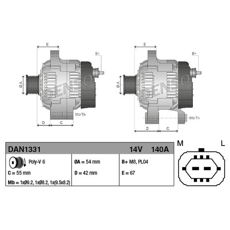 Denso Car Alternator 12V fits Opel Astra J 2012-2018 1.6