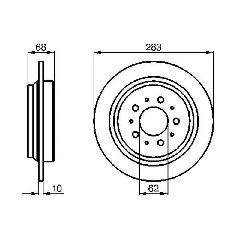 Bosch 2 x Solid Rear Brake Discs 0986478445-x2