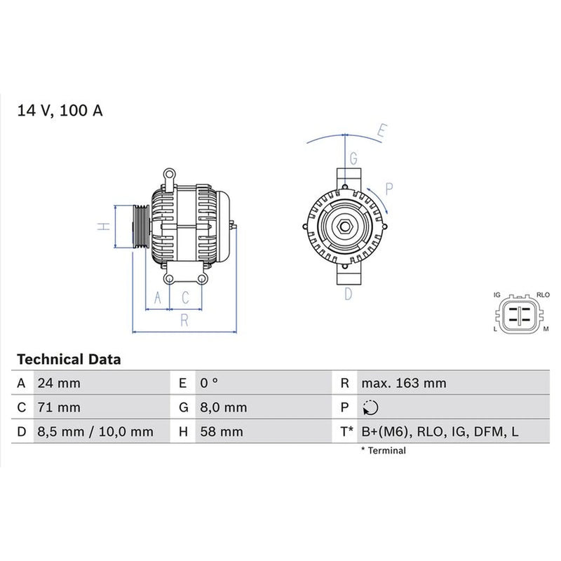 Bosch Car Alternator 12V 0 986 049 970