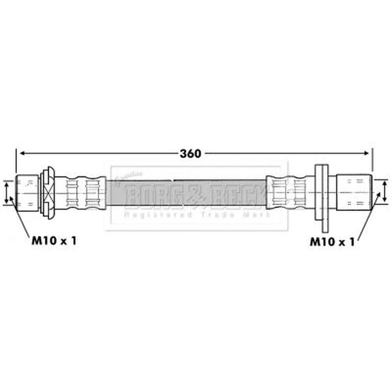 Borg & Beck Brake Hydraulic Hose Line Rear Right BBH6854