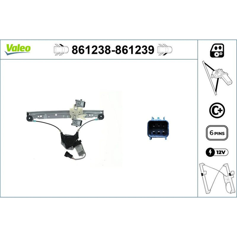 Valeo Electric Window Regulator Lifter Left Front 861238