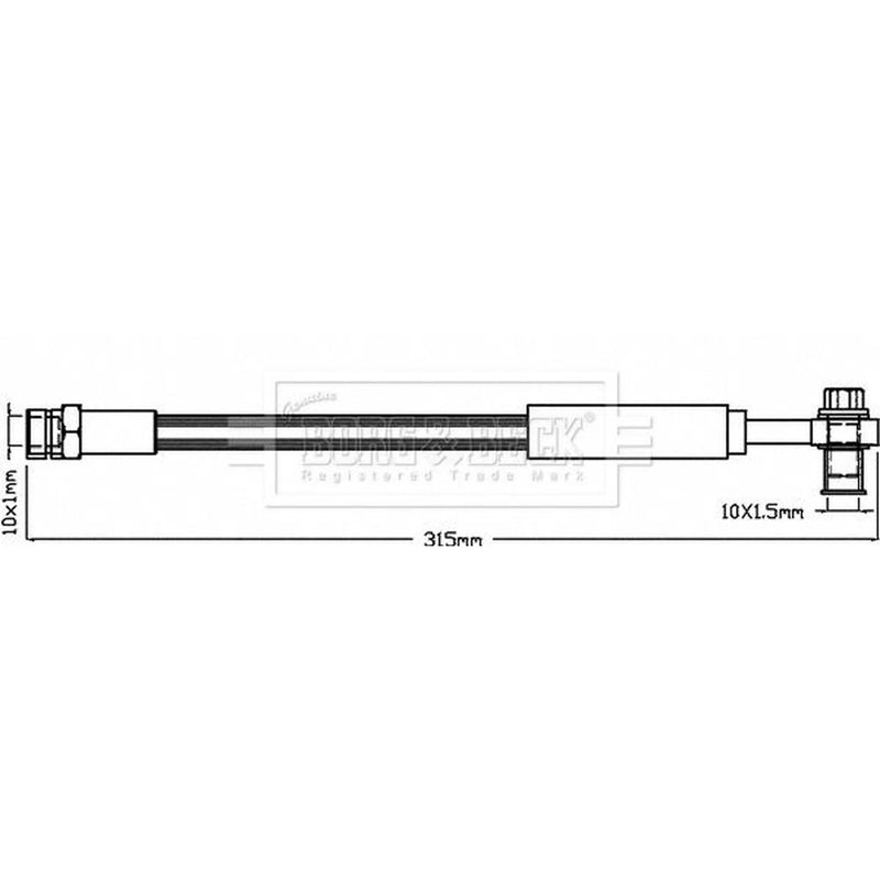 Borg & Beck Brake Hydraulic Hose Line Rear Right BBH8379
