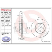 Brembo 2 x Vented Front Brake Discs 09.C543.11-x2