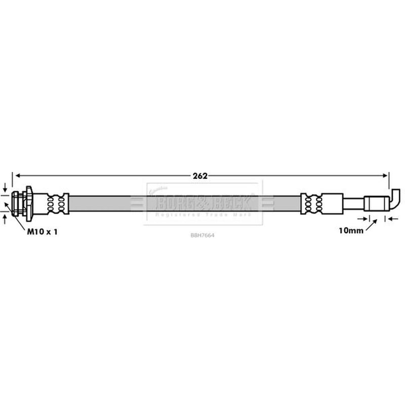 Borg & Beck Brake Hydraulic Hose Line outer BBH7664