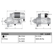 Denso Starter Motor 12V 2.2kW 9 Teeth fits Toyota Avensis Verso 2001-2005 2.0
